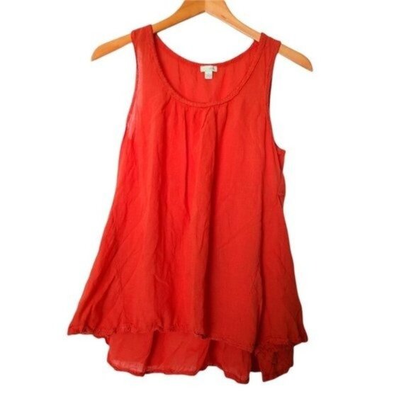 Anthropologie  Odille Laced Trails Tank Top Orange S Small - Picture 2 of 7